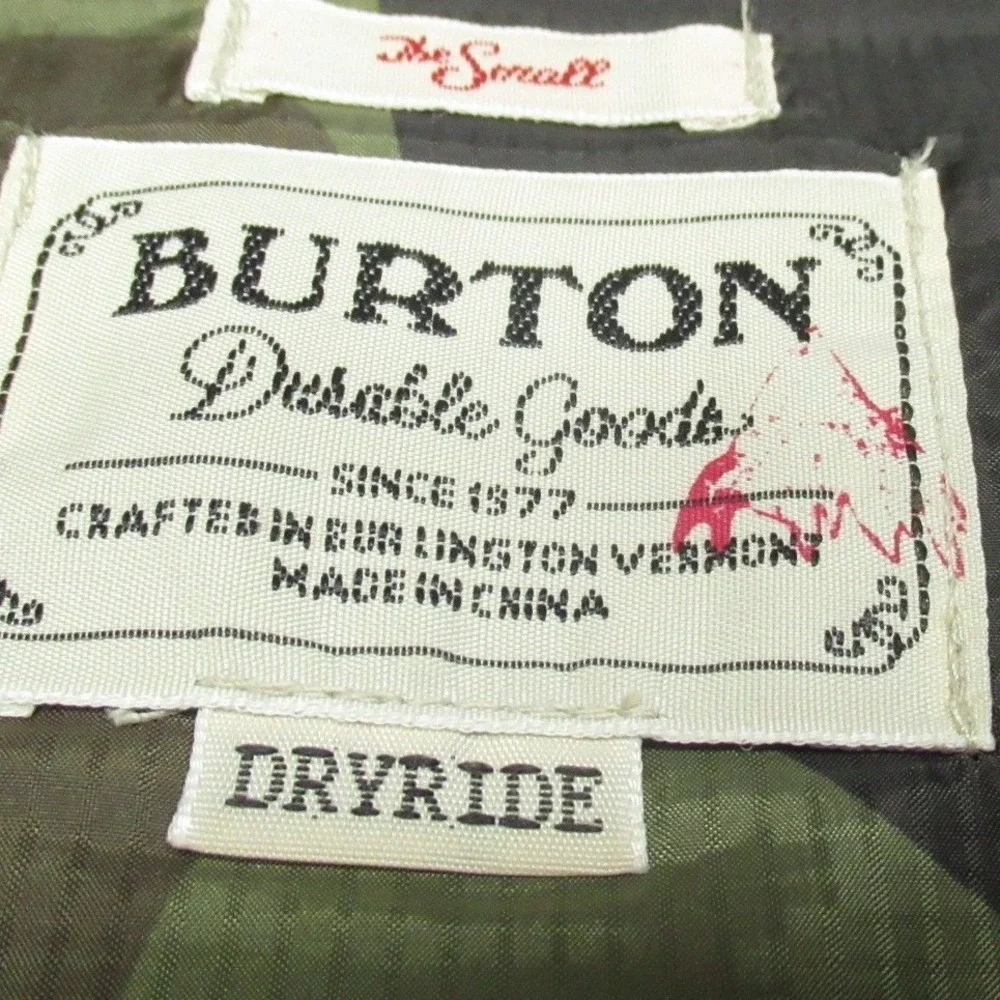 Burton‎ Pierce Fleece Jacket Men Small Green Camo Full Zip Hybrid Ski Outdoor